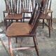 Antique set of 6 farmhouse patinated oak dining chairs, 19th century