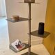 Vintage modernist side table, brushed chrome metal, France 1970