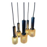 Lampe suspendue en cascade de verre cristal du milieu du siècle