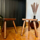 Pair of handmade tripod stools