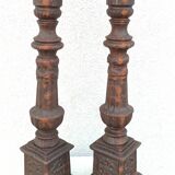Pair of cast iron candlesticks