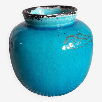 Vase vintage en céramique craquelée