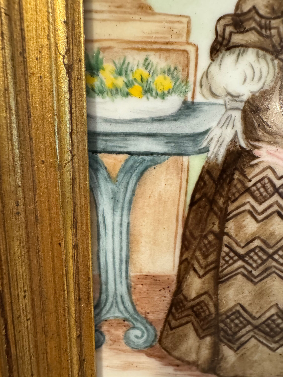 Old painting, Parisian women, signed J Fallet