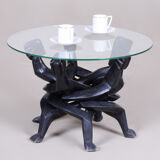 Table pliante art déco sculptée dans une pièce de bois d’ébène, années 1930, Afrique