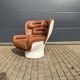 Chaise Joe Colombo Elda Longhi, cuir Cognac à l'état neuf !