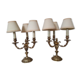 Paire de chandeliers électrifiés bronze doré