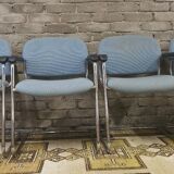 Set of 4 drabert armchairs with chrome legs, 1980
