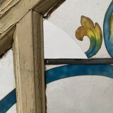 20th-century fir and painted glass under-stair door