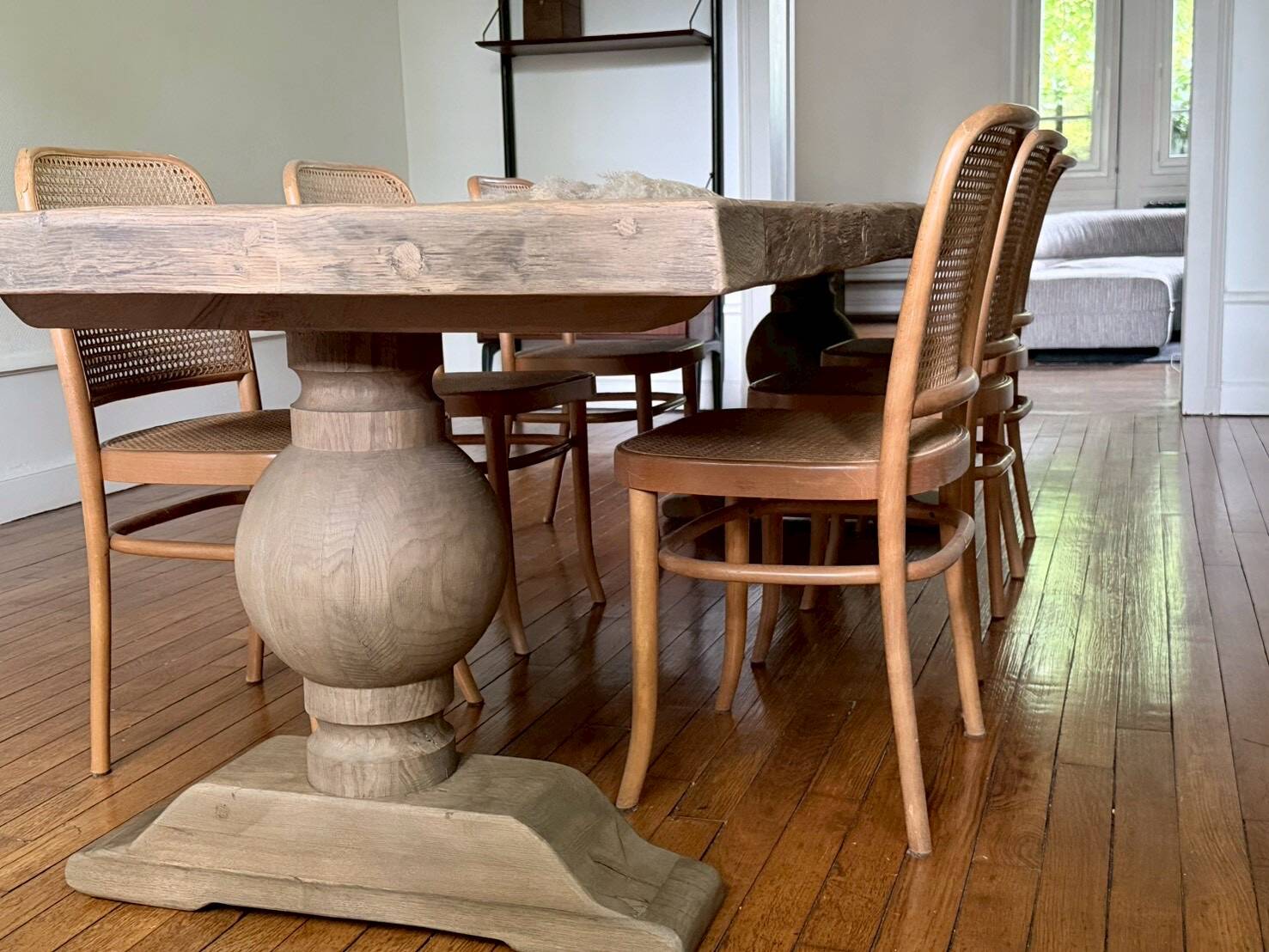 Monastery table - sun - in solid old oak - length 375 cm