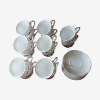 Set of 10 cups and saucers Arcopal forget-me-not