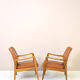 Paire de fauteuils vintage danois en teck et cuir