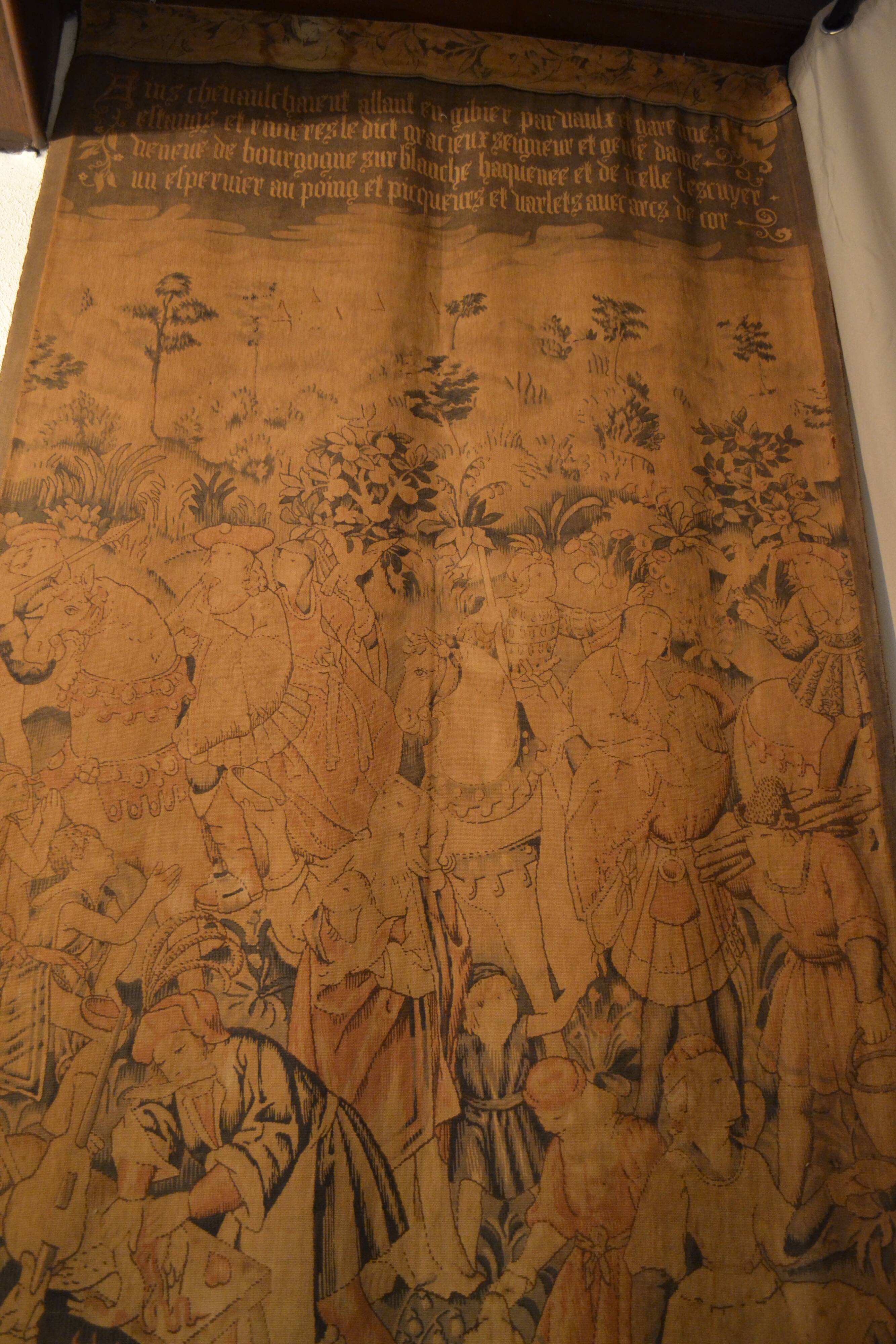 Antique wall hanging in medieval tapestry style – Large size 254 x 135