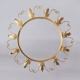 Vintage "witch" mirror - round convex mirror in gold metal