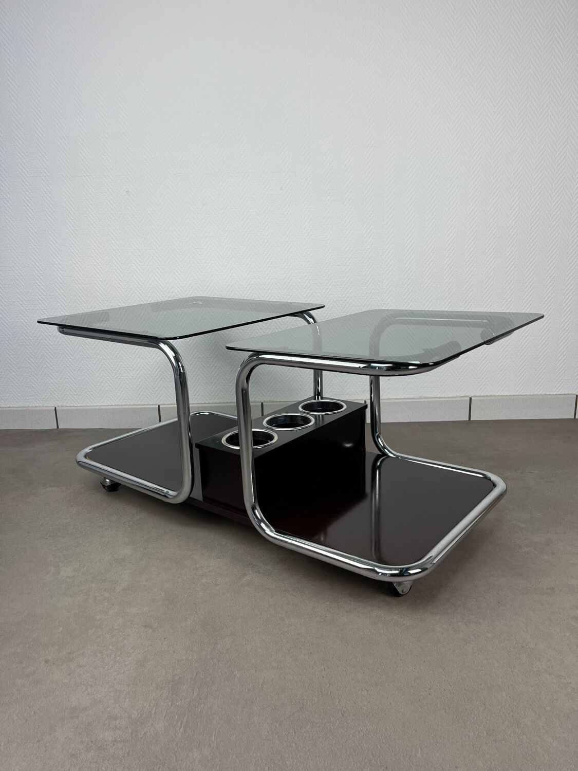 Chrome and smoked glass coffee table from the 70s.
