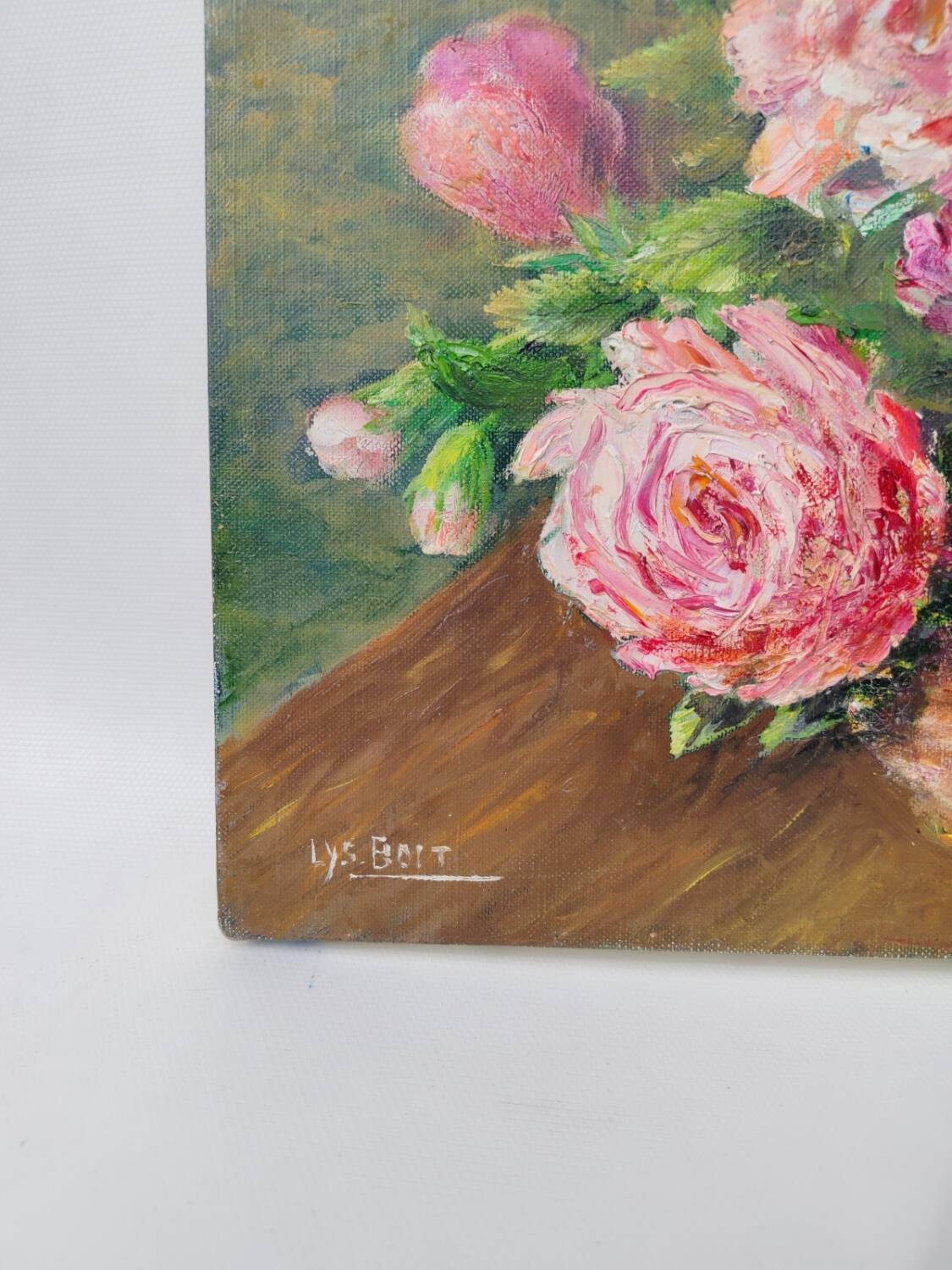 Oil on canvas, bouquet of flowers by Lysiane Boit.