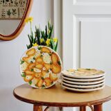 6 orange slip plates