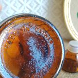 Amber Glass Carafe with Vintage Stopper