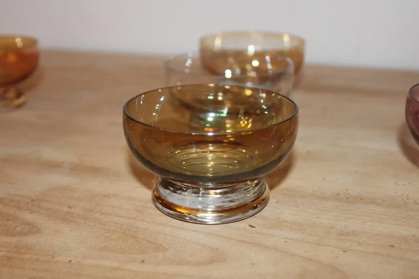 Set of 6 vintage multicoloured glass dessert bowls – 1970s