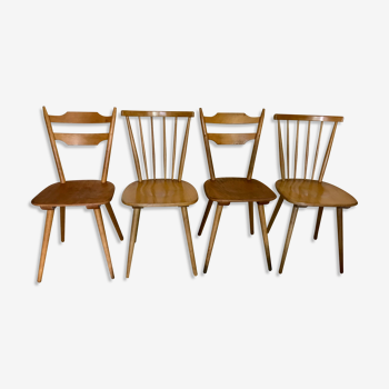 Set of 4 vintage chairs 1960's compass feet