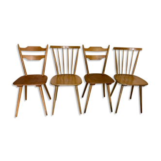 Set of 4 vintage chairs 1960's compass feet