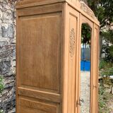 Parisian art deco wardrobe in solid raw oak, removable