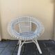 Fauteuil vintage en rotin blanc