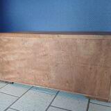 Low oak furniture in the Dudouyt style, with a sculpted front.