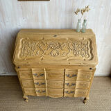 Antique oak secretary – light polished wood – Louis XV style