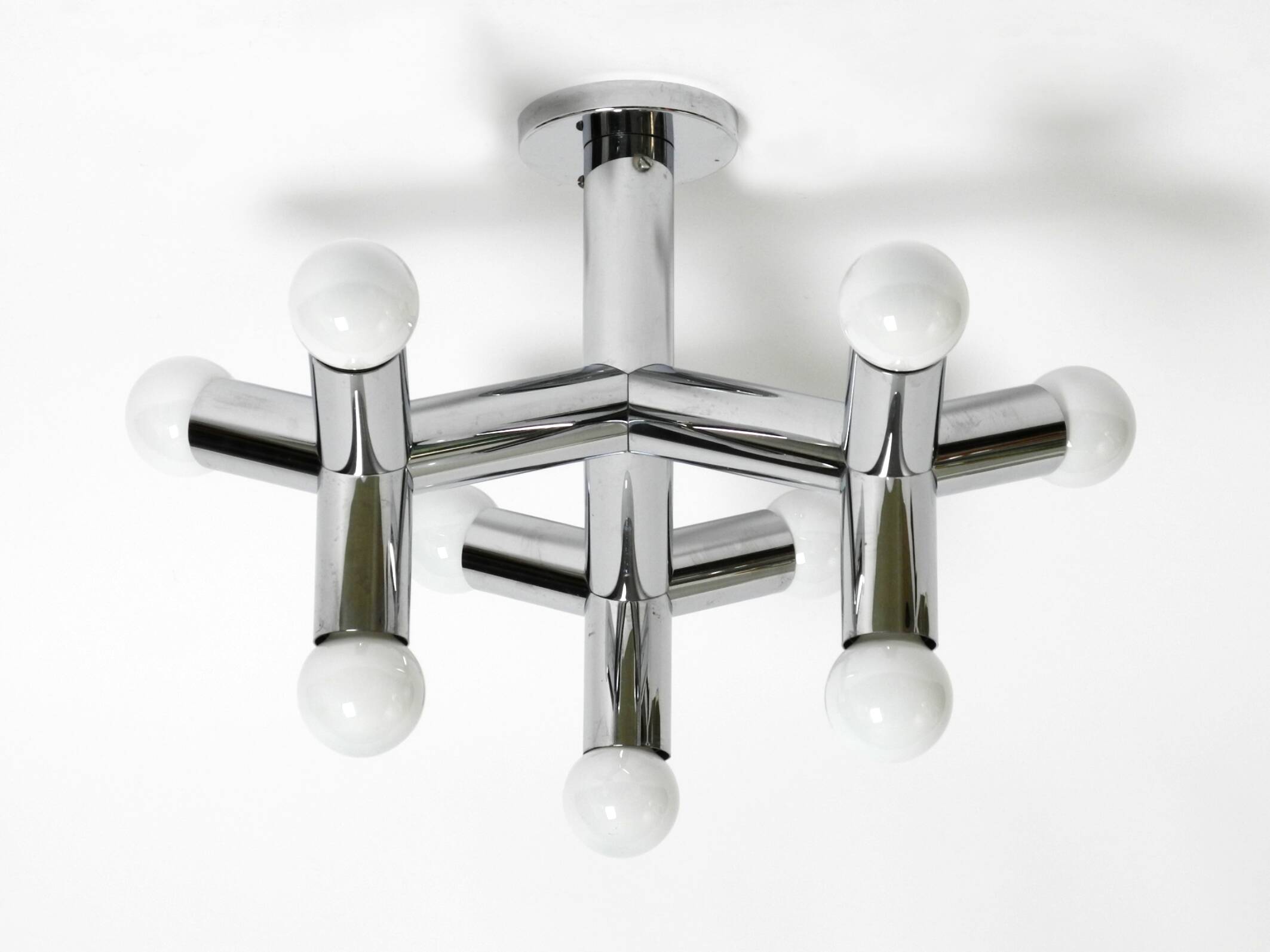 Very rare 1960s Space Age Chrome ceiling lamp by J.T. Kalmar Austria