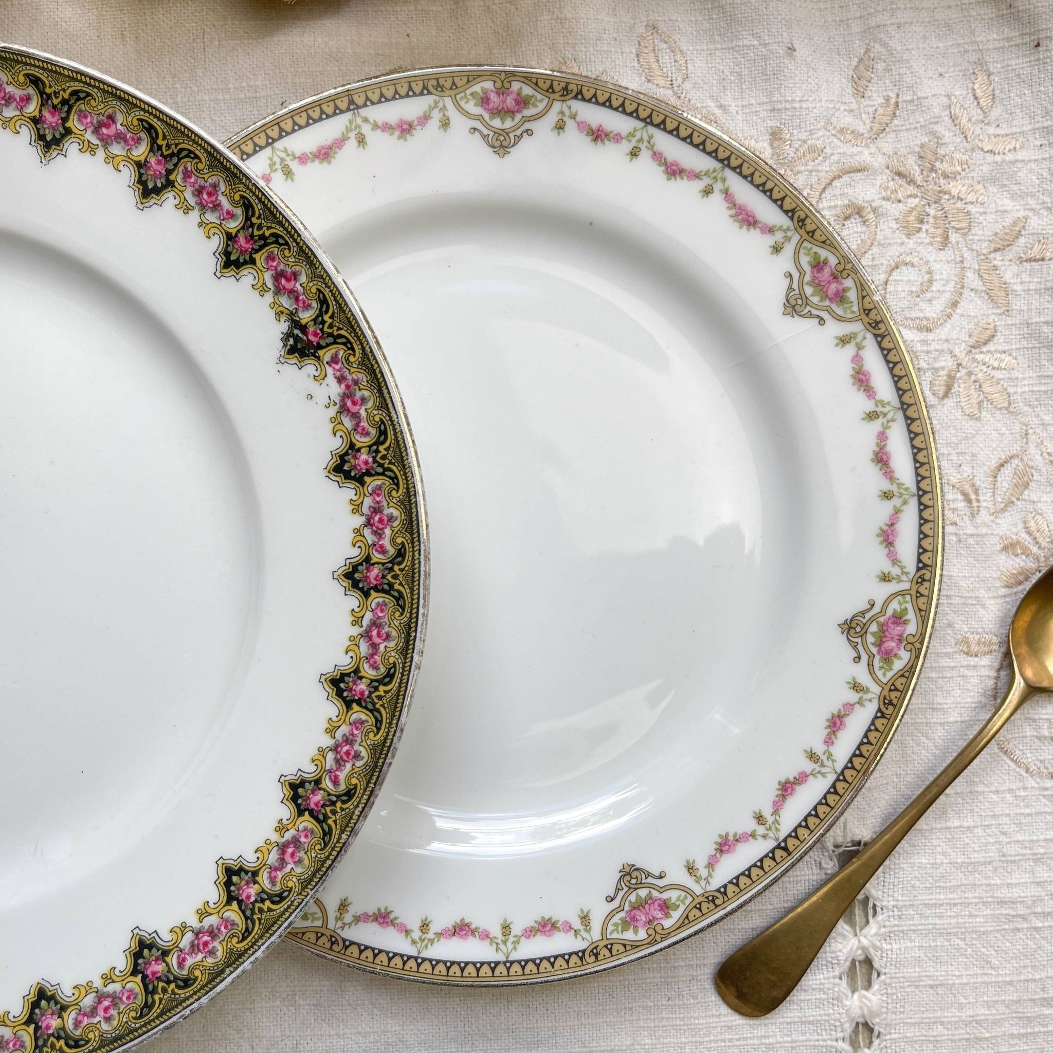 6 Mismatched Vintage French Porcelain Dessert Plates