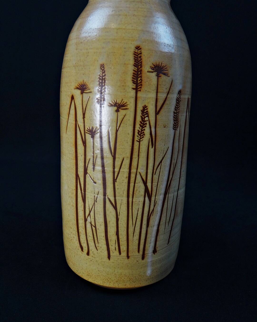 Stoneware Herbarium Vase signed Poteries Dequeker Saint-Georges-la-Pouge, Creuse