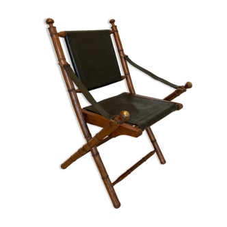 Leather folding armchair