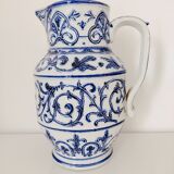 Blue and white pitcher