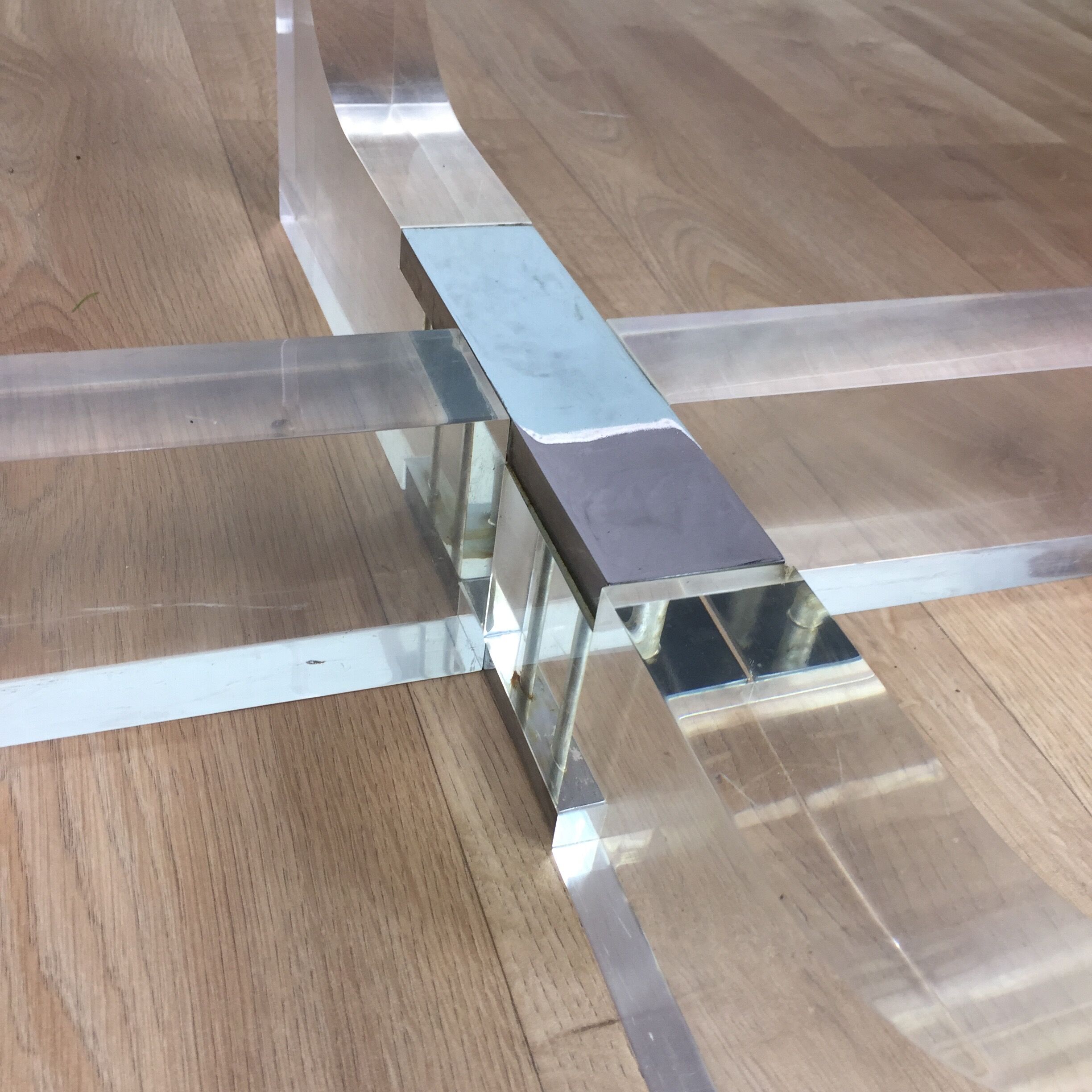 Michel Dumas Plexiglas coffee table circa 1970