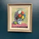 Original Swedish Oil on Canvas – “Asters in a Ceramic Vase” by Eric Lundgren – Signed – Vintage and Framed – 60 × 54 cm (23.6" × 21.3")
