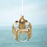 Vintage brass and crystal suspension Palwa, mid-century suspension.