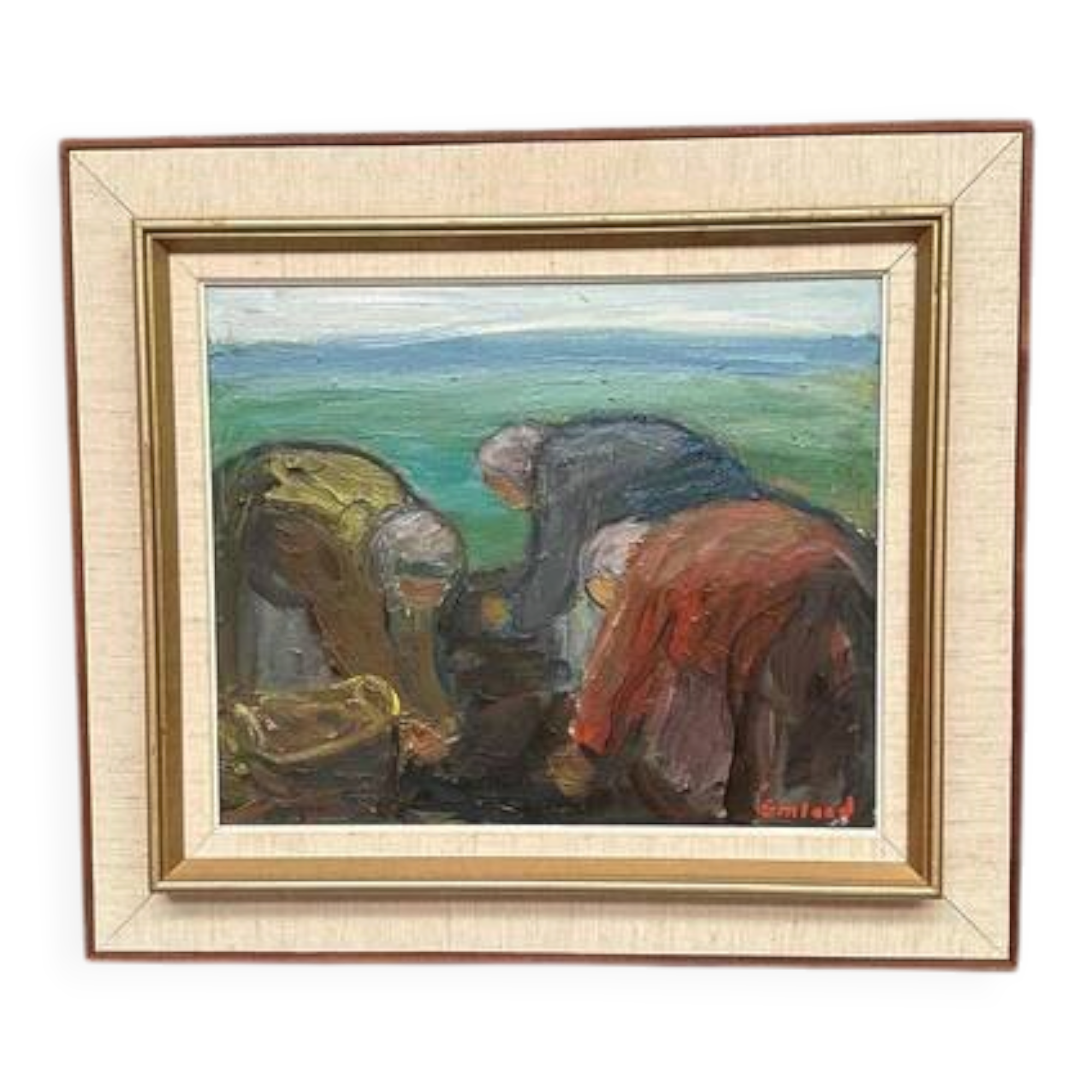 Huile sur toile originale – “Potatisptortning” par Einar Emland