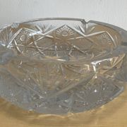 Large vintage pocket tray or ashtray in chiseled Bohemian crystal