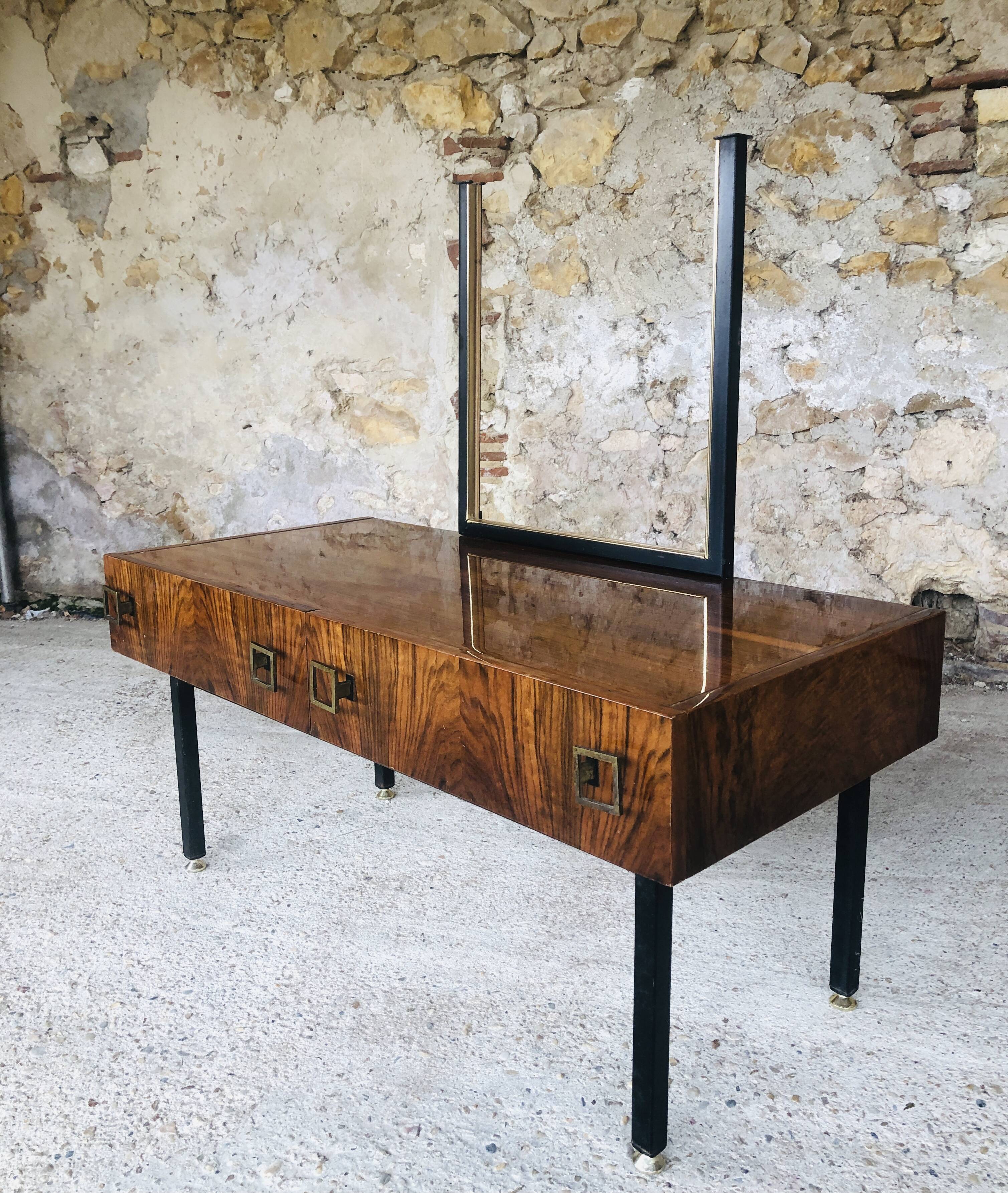 Console / Coiffeuse vintage en palissandre de Rio années 70