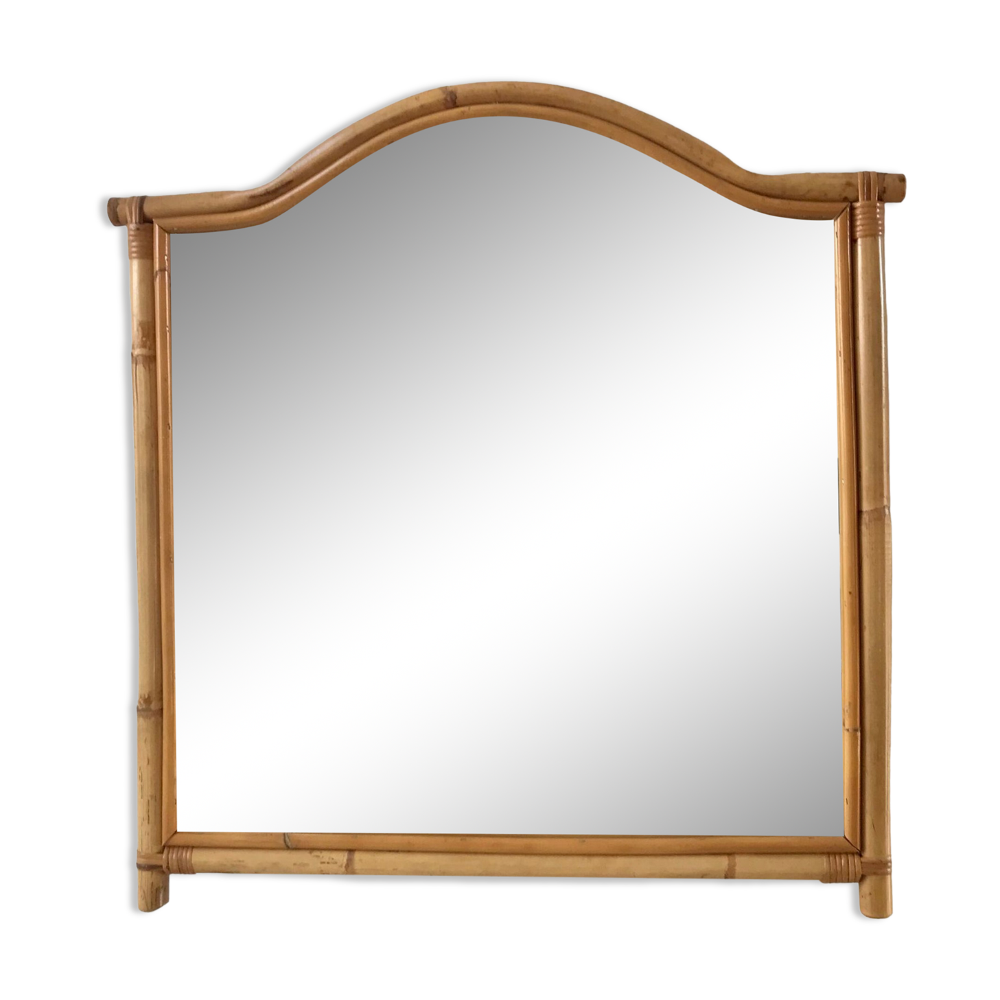 Rattan & bamboo mirror 50s