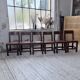 Set of 4 Savoyard pine folk art chairs from the 1950s.