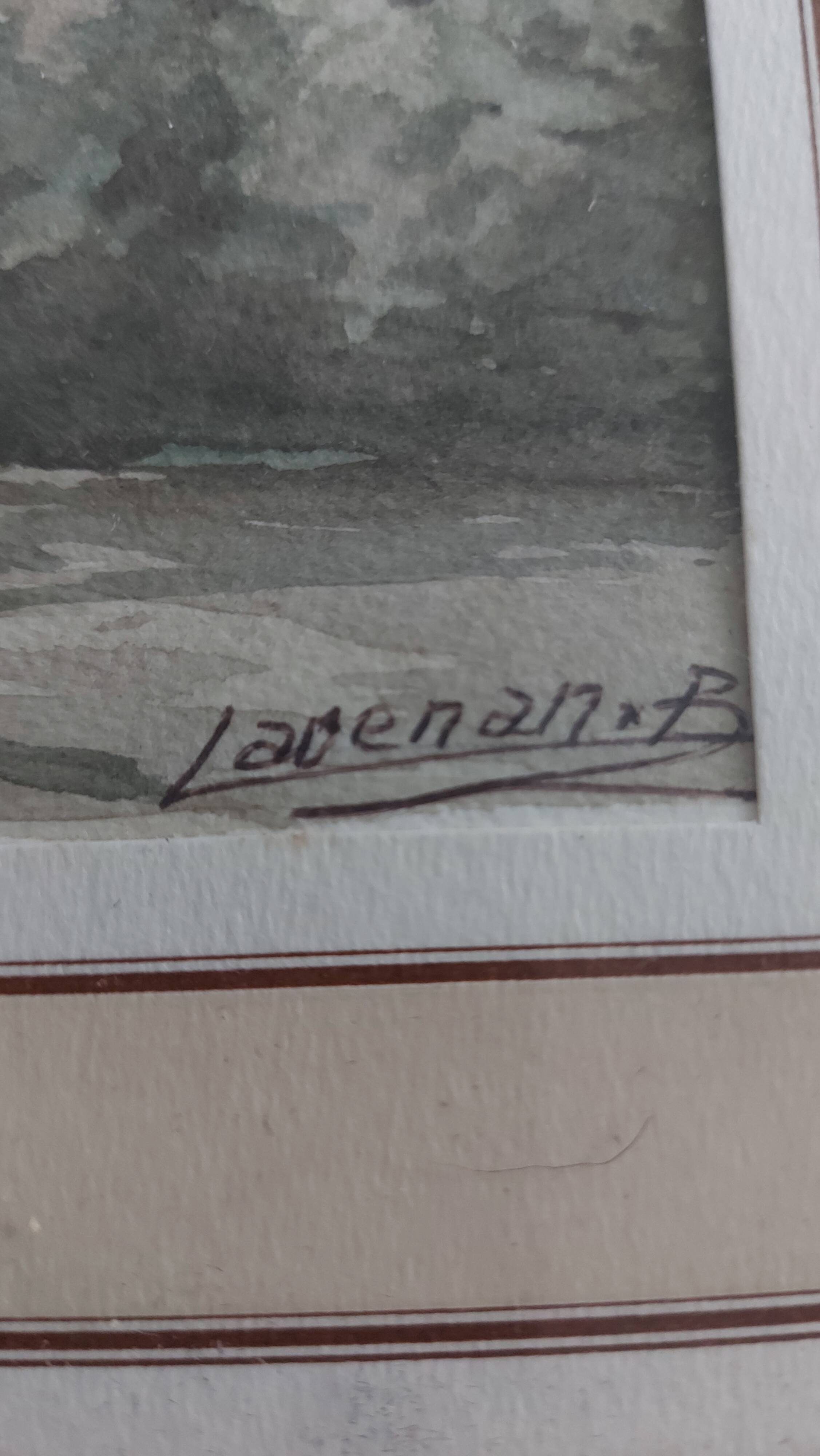 Watercolor framed and under glass signed B.Lavenan Breton Painter Made In France