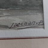 Watercolor framed and under glass signed B.Lavenan Breton Painter Made In France