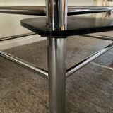Vintage coffee table from the 80s in smoked glass and chrome metal