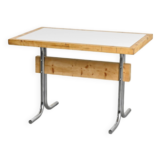 Metal and wood table, La Plagne circa 1960