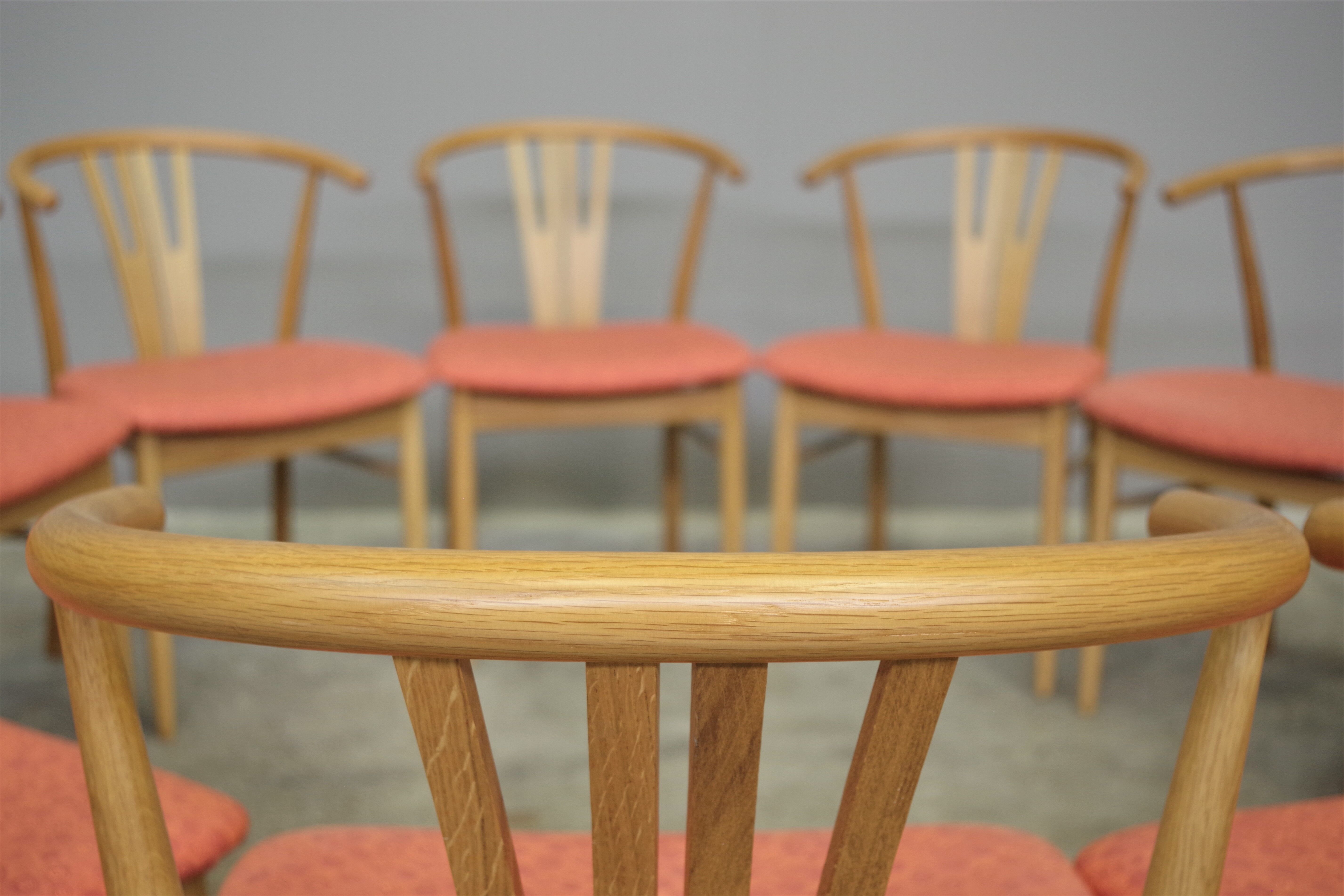 Set of 11 modern curved wood oak chairs