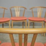 Set of 11 modern curved wood oak chairs