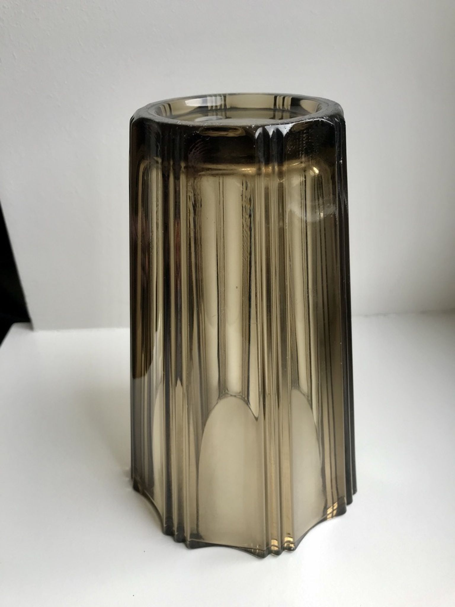 Pair of pleated smoked glass vases in the 70s