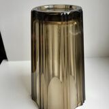 Pair of pleated smoked glass vases in the 70s