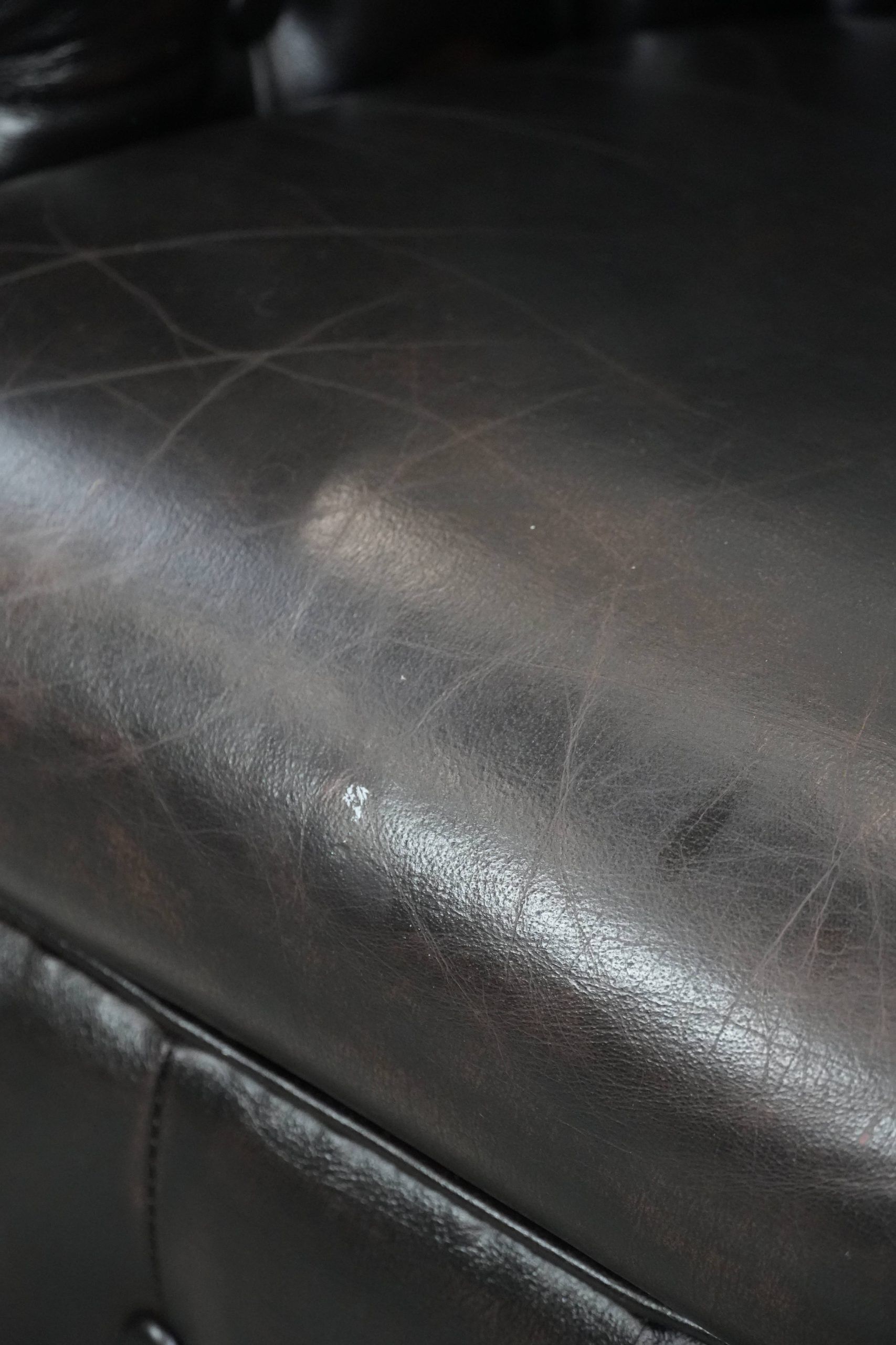 Dark luxury cowhide Chesterfield club armchair in English style